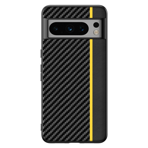 Google Pixel 8 Pro Ultra-thin Carbon Fiber Texture Printing Phone Case - Black Yellow