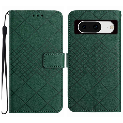 Google Pixel 8 Rhombic Grid Texture Leather Phone Case - Green