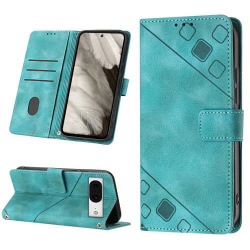 Google Pixel 8 Skin-feel Embossed Leather Phone Case - Green