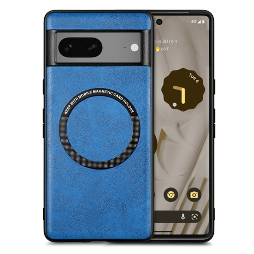 Google Pixel 8 Solid Color Leather Skin Back Cover Phone Case - Blue