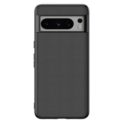 Google Pixel 8 Ultra-thin Plain Skin Leather Phone Case - Black