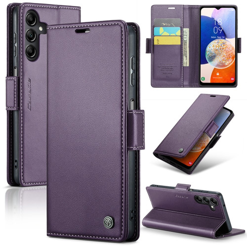 Samsung Galaxy A14 4G/5G CaseMe 023 Butterfly Buckle Litchi Texture RFID Anti-theft Leather Phone Case - Pearly Purple