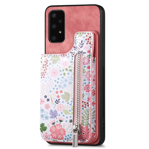 Samsung Galaxy A14 4G/5G Retro Painted Zipper Wallet Back Phone Case - Pink