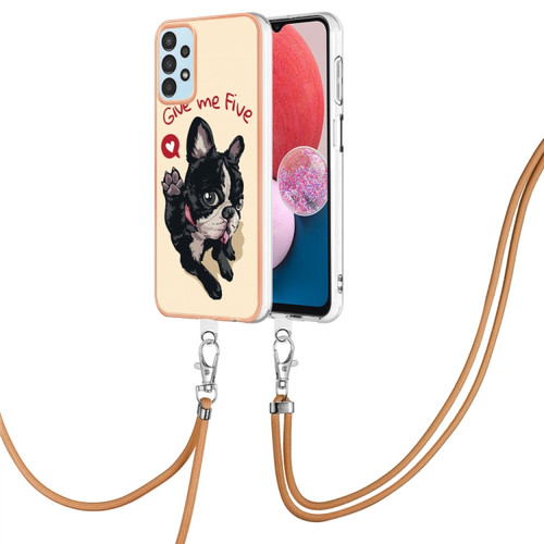 Samsung Galaxy A14 5G / 4G Electroplating Dual-side IMD Phone Case with Lanyard - Lucky Dog