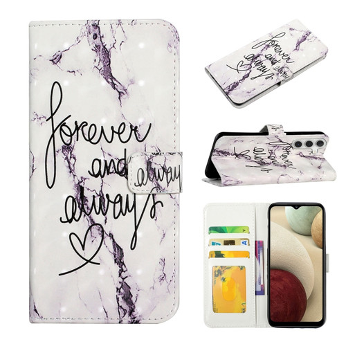 Samsung Galaxy A14 5G Oil Embossed 3D Drawing Leather Phone Case - Words Marble