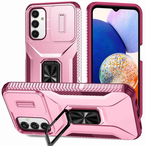 Samsung Galaxy A14 5G Sliding Camshield Holder Phone Case - Pink + Rose Red