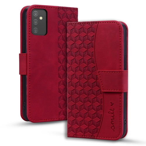 Samsung Galaxy A54 5G Business Diamond Buckle Leather Phone Case with Lanyard - Wine Red