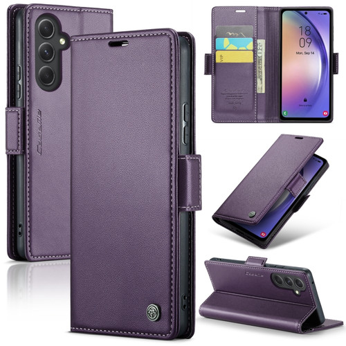 Samsung Galaxy A54 5G CaseMe 023 Butterfly Buckle Litchi Texture RFID Anti-theft Leather Phone Case - Pearly Purple
