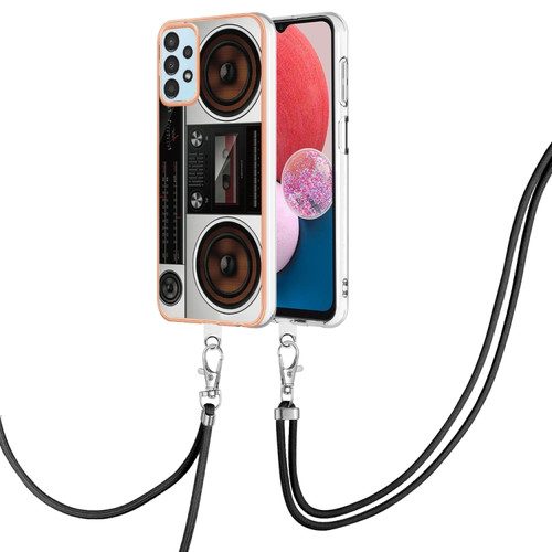Samsung Galaxy A54 5G Electroplating Dual-side IMD Phone Case with Lanyard - Retro Radio