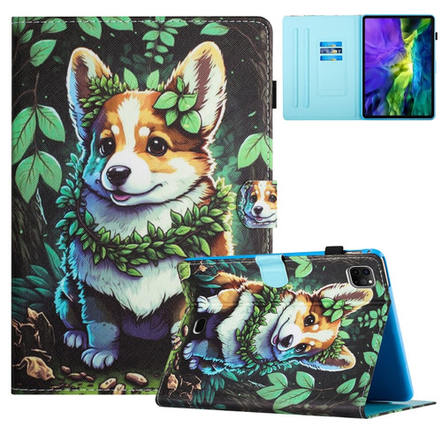 iPad Pro 11 2022 / Air 10.9 2022 Colored Drawing Stitching Leather Tablet Smart Case - Corgi