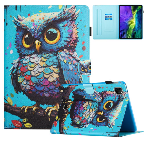 iPad Pro 11 2022 / Air 10.9 2022 Colored Drawing Stitching Leather Tablet Smart Case - Owl