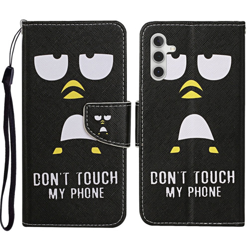 Samsung Galaxy S23 FE 5G 3D Colored Drawing Flip Leather Phone Case - Penguins