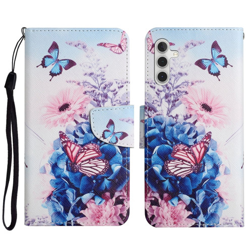 Samsung Galaxy S23 FE 5G 3D Colored Drawing Flip Leather Phone Case - Purple Butterfly