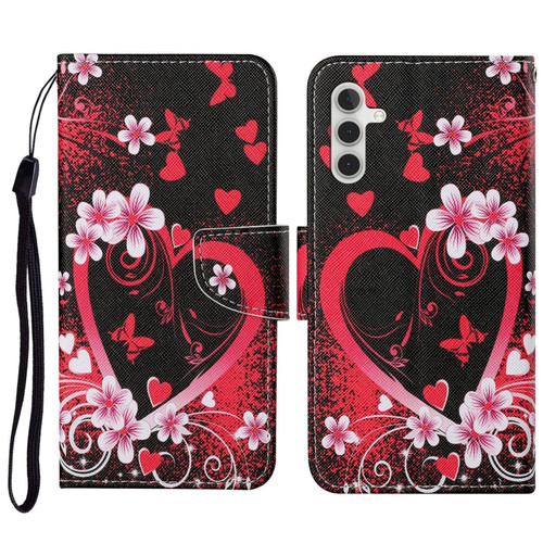 Samsung Galaxy S23 FE 5G 3D Colored Drawing Flip Leather Phone Case - Red Heart