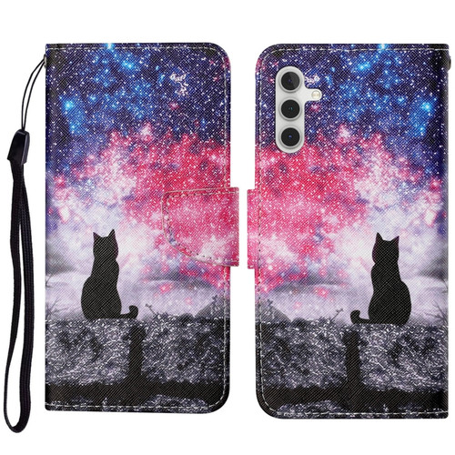 Samsung Galaxy S23 FE 5G 3D Colored Drawing Flip Leather Phone Case - Star Cat