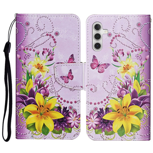 Samsung Galaxy S23 FE 5G 3D Colored Drawing Flip Leather Phone Case - Yellow Flowers