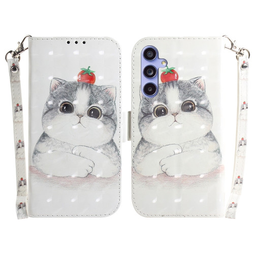 Samsung Galaxy S23 FE 5G 3D Colored Horizontal Flip Leather Phone Case - Cute Cat
