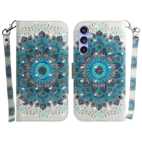 Samsung Galaxy S23 FE 5G 3D Colored Horizontal Flip Leather Phone Case - Peacock Wreath