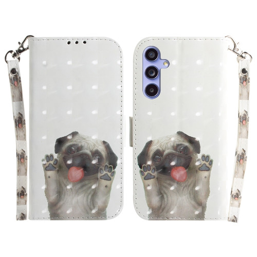 Samsung Galaxy S23 FE 5G 3D Colored Horizontal Flip Leather Phone Case - Pug