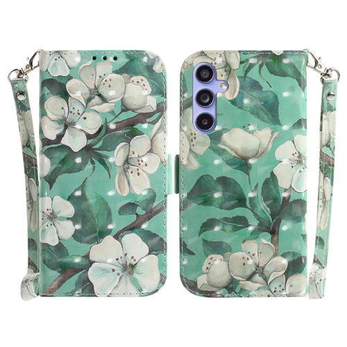 Samsung Galaxy S23 FE 5G 3D Colored Horizontal Flip Leather Phone Case - Watercolor Flower