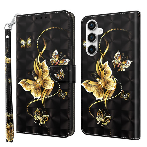 Samsung Galaxy S23 FE 5G 3D Painted Leather Phone Case - Golden Swallow Butterfly