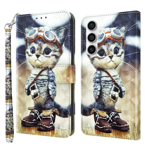 Samsung Galaxy S23 FE 5G 3D Painted Leather Phone Case - Naughty Cat