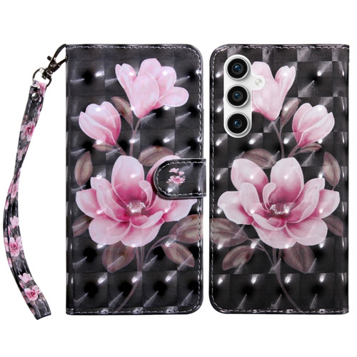 Samsung Galaxy S23 FE 5G 3D Painted Leather Phone Case - Pink Flower