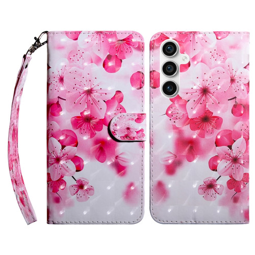 Samsung Galaxy S23 FE 5G 3D Painted Leather Phone Case - Red Flower