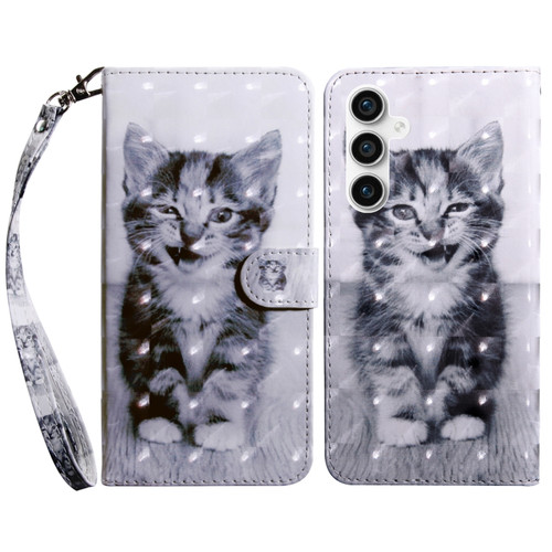 Samsung Galaxy S23 FE 5G 3D Painted Leather Phone Case - Smile Cat