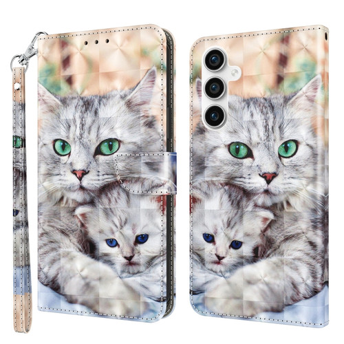 Samsung Galaxy S23 FE 5G 3D Painted Leather Phone Case - Two Loving Cats