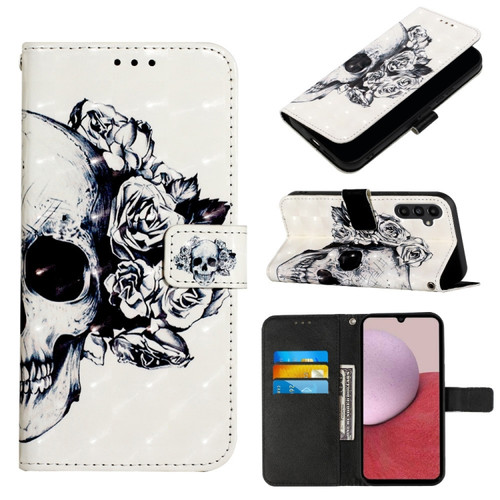 Samsung Galaxy S23 FE 5G 3D Painting Horizontal Flip Leather Phone Case - Skull