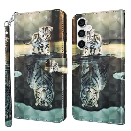 Samsung Galaxy S23 FE 5G 3D Painting Pattern Flip Leather Phone Case - Cat Tiger