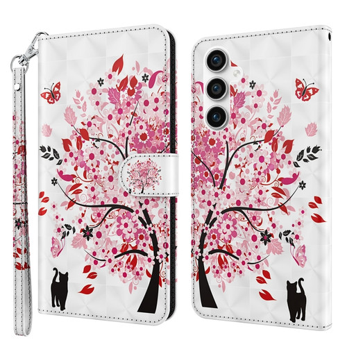 Samsung Galaxy S23 FE 5G 3D Painting Pattern Flip Leather Phone Case - Cat Under The Tree