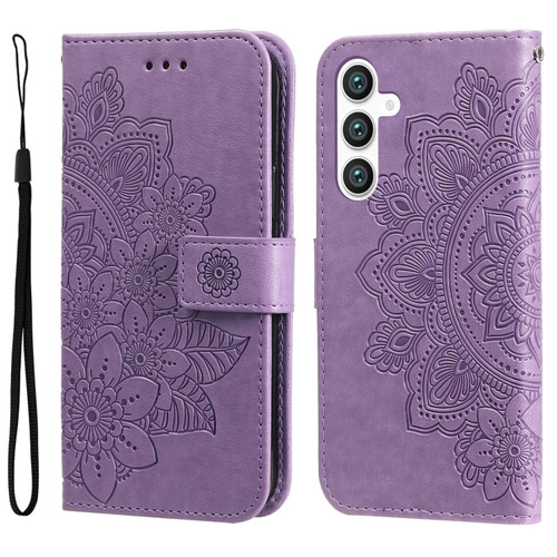 Samsung Galaxy S23 FE 5G 7-petal Flowers Embossing Leather Phone Case - Light Purple