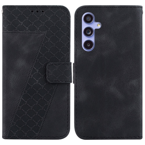Samsung Galaxy S23 FE 5G 7-shaped Embossed Leather Phone Case - Black