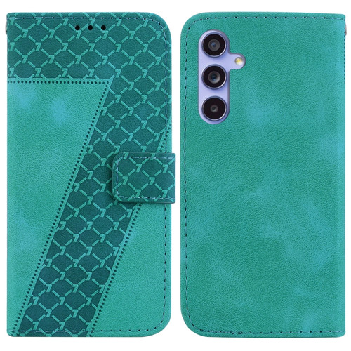 Samsung Galaxy S23 FE 5G 7-shaped Embossed Leather Phone Case - Green