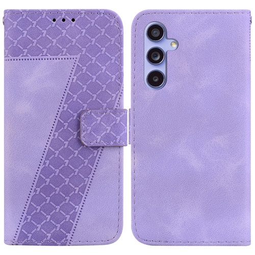 Samsung Galaxy S23 FE 5G 7-shaped Embossed Leather Phone Case - Purple