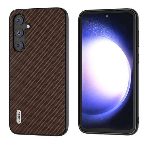 Samsung Galaxy S23 FE 5G ABEEL Carbon Fiber Texture Protective Phone Case - Dark Brown