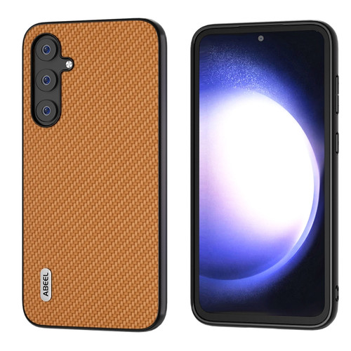 Samsung Galaxy S23 FE 5G ABEEL Carbon Fiber Texture Protective Phone Case - Light Brown