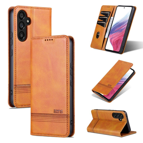 Samsung Galaxy S23 FE 5G AZNS Magnetic Calf Texture Flip Leather Phone Case - Light Brown
