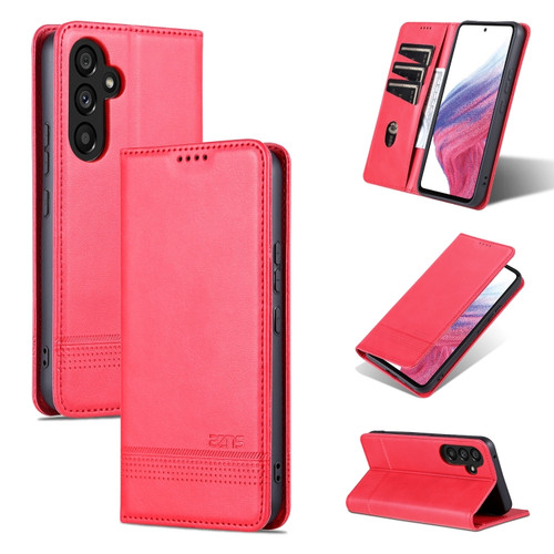 Samsung Galaxy S23 FE 5G AZNS Magnetic Calf Texture Flip Leather Phone Case - Red