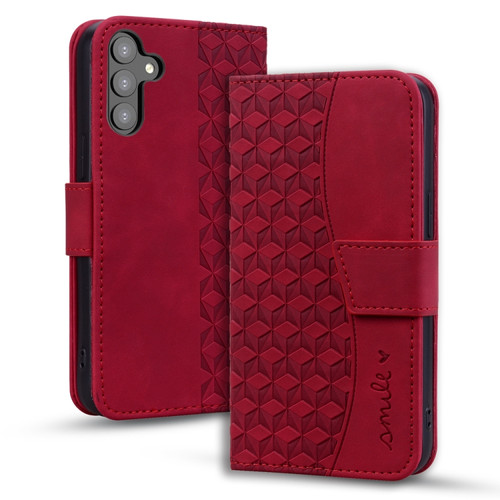 Samsung Galaxy S23 FE 5G Business Diamond Buckle Leather Phone Case with Lanyard - Wine Red