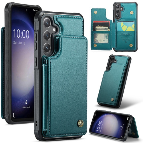 Samsung Galaxy S23 FE 5G CaseMe C22 Card Slots Holder RFID Anti-theft Phone Case - Blue Green