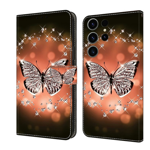 Samsung Galaxy S23 FE 5G Crystal 3D Shockproof Protective Leather Phone Case - Crystal Butterfly
