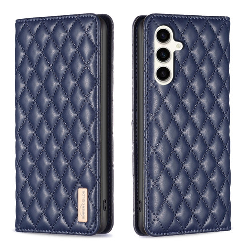 Samsung Galaxy S23 FE 5G Diamond Lattice Magnetic Leather Flip Phone Case - Blue