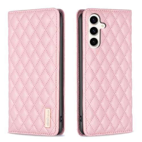 Samsung Galaxy S23 FE 5G Diamond Lattice Magnetic Leather Flip Phone Case - Pink