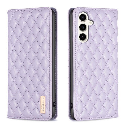 Samsung Galaxy S23 FE 5G Diamond Lattice Magnetic Leather Flip Phone Case - Purple