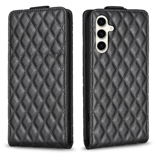 Samsung Galaxy S23 FE 5G Diamond Lattice Vertical Flip Leather Phone Case - Black