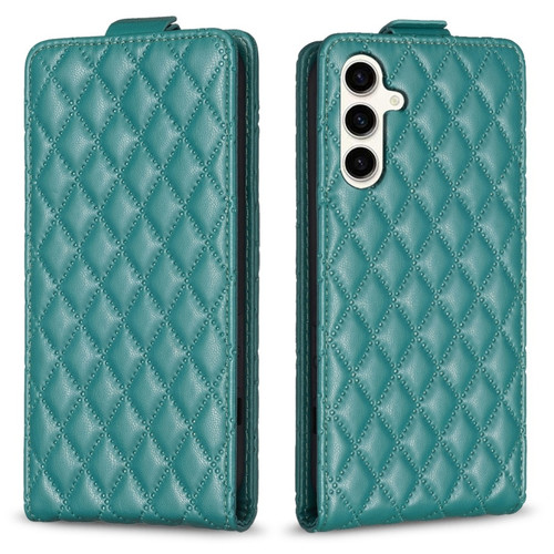 Samsung Galaxy S23 FE 5G Diamond Lattice Vertical Flip Leather Phone Case - Green