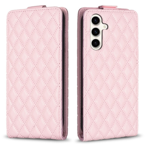 Samsung Galaxy S23 FE 5G Diamond Lattice Vertical Flip Leather Phone Case - Pink